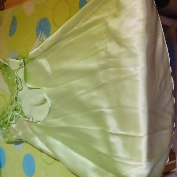 Shirley Of Hollywood Charmeuse & Lace Chemise Gown-Lime Green-Small- NWT - Picture 2 of 8